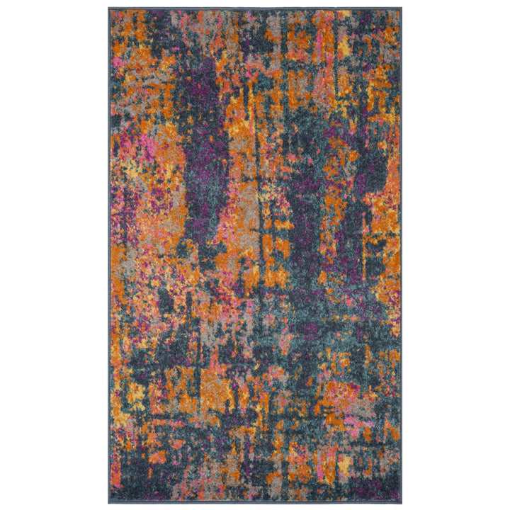 SAFAVIEH Madison Collection MAD143A Blue / Orange Rug Image 8