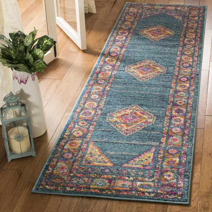 SAFAVIEH Madison MAD133A Light Blue / Orange Rug Image 3