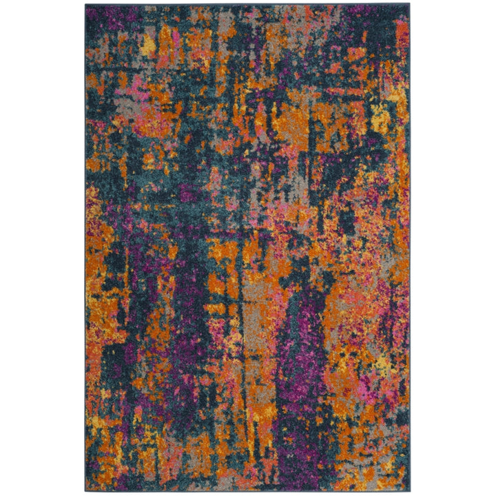 SAFAVIEH Madison Collection MAD143A Blue / Orange Rug Image 9