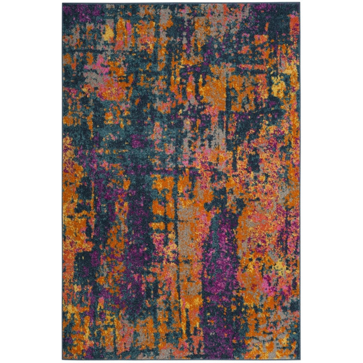 SAFAVIEH Madison Collection MAD143A Blue / Orange Rug Image 1