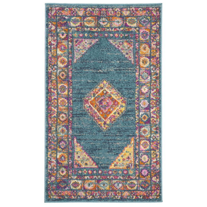 SAFAVIEH Madison MAD133A Light Blue / Orange Rug Image 1