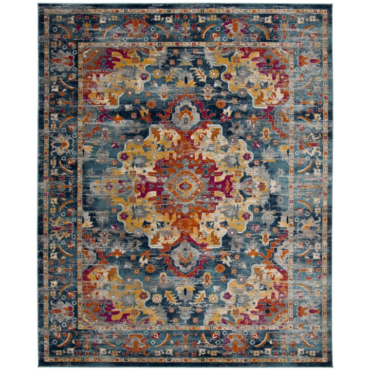 SAFAVIEH Madison Collection MAD154L Teal / Fuchsia Rug Image 1