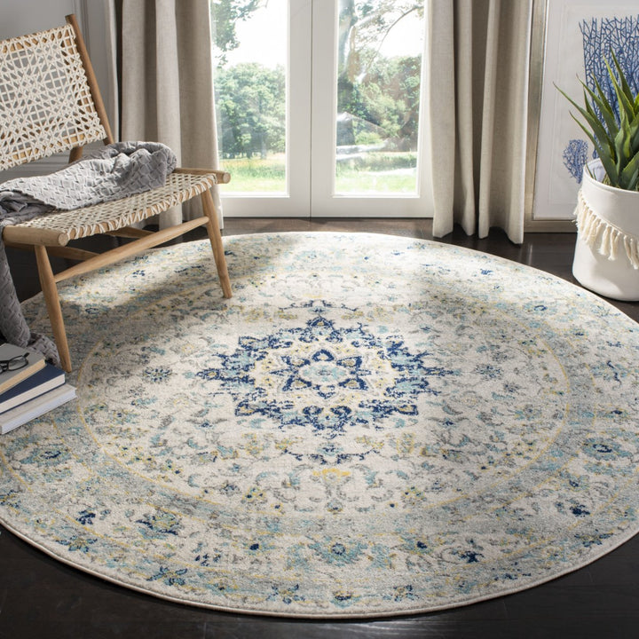 SAFAVIEH Madison Collection MAD155M Ivory / Blue Rug Image 2