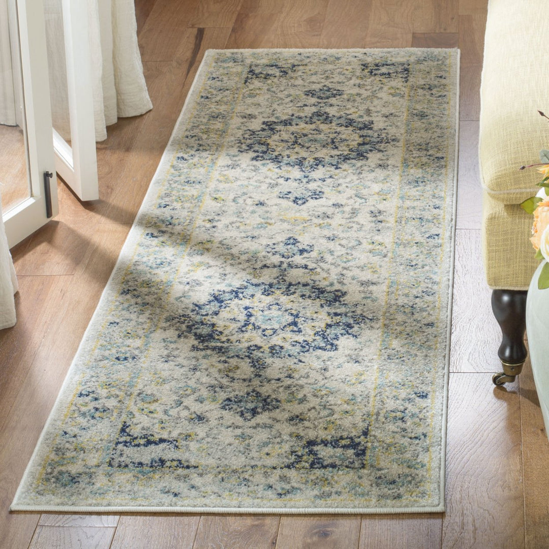 SAFAVIEH Madison Collection MAD155M Ivory / Blue Rug Image 3