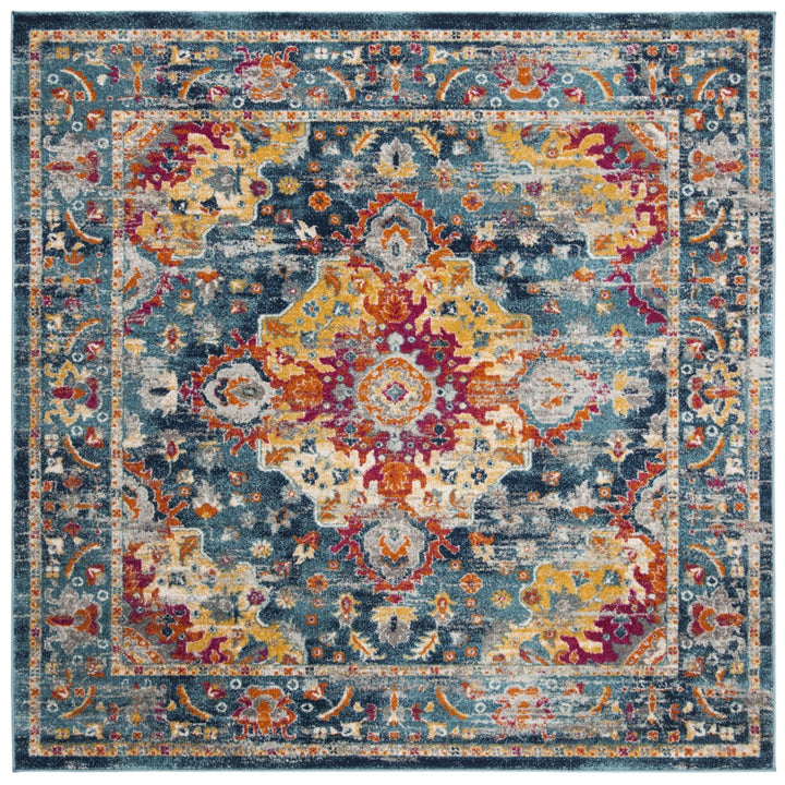 SAFAVIEH Madison Collection MAD154L Teal / Fuchsia Rug Image 1