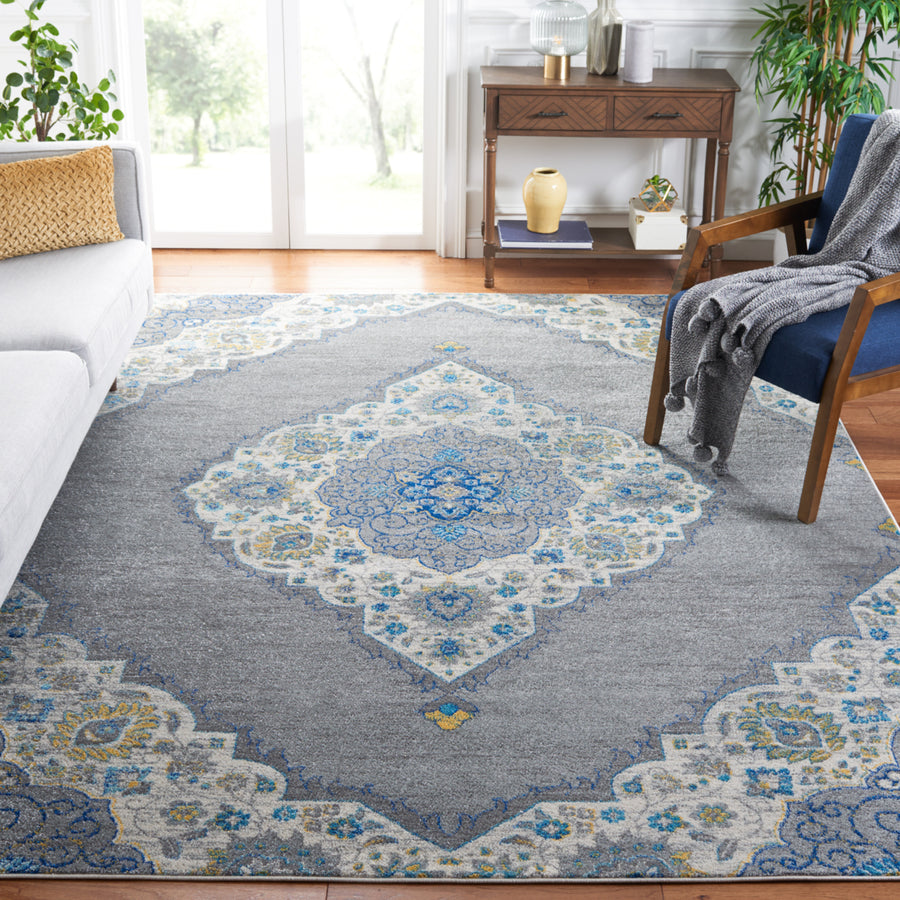 SAFAVIEH Madison Collection MAD153F Light Grey / Blue Rug Image 1