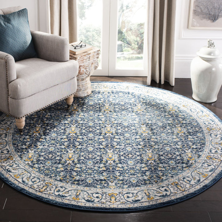 SAFAVIEH Madison Collection MAD151D Navy / Creme Rug Image 2