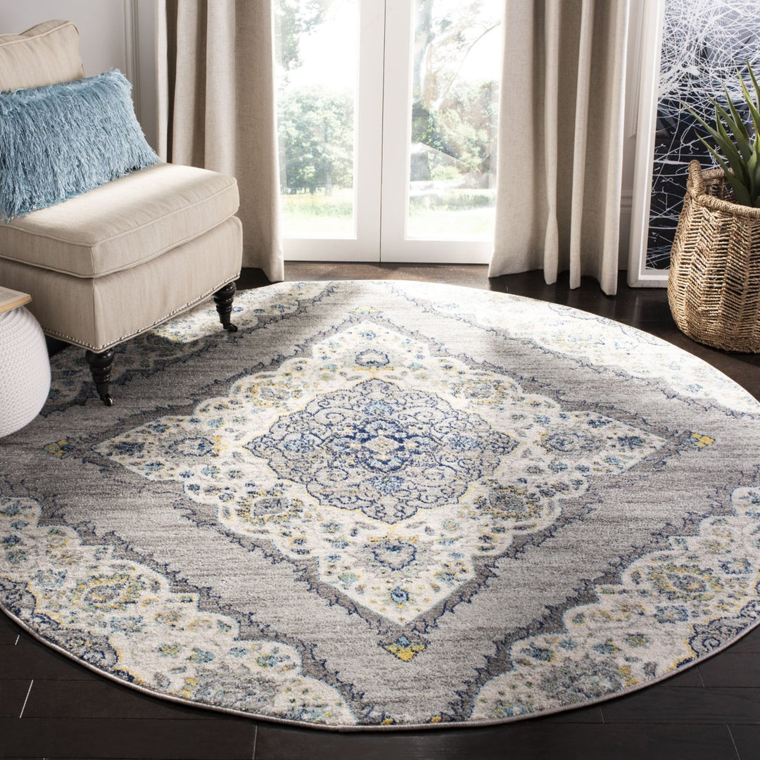 SAFAVIEH Madison Collection MAD153F Light Grey / Blue Rug Image 2