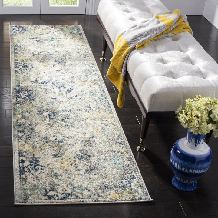 SAFAVIEH Madison Collection MAD159M Ivory / Blue Rug Image 3