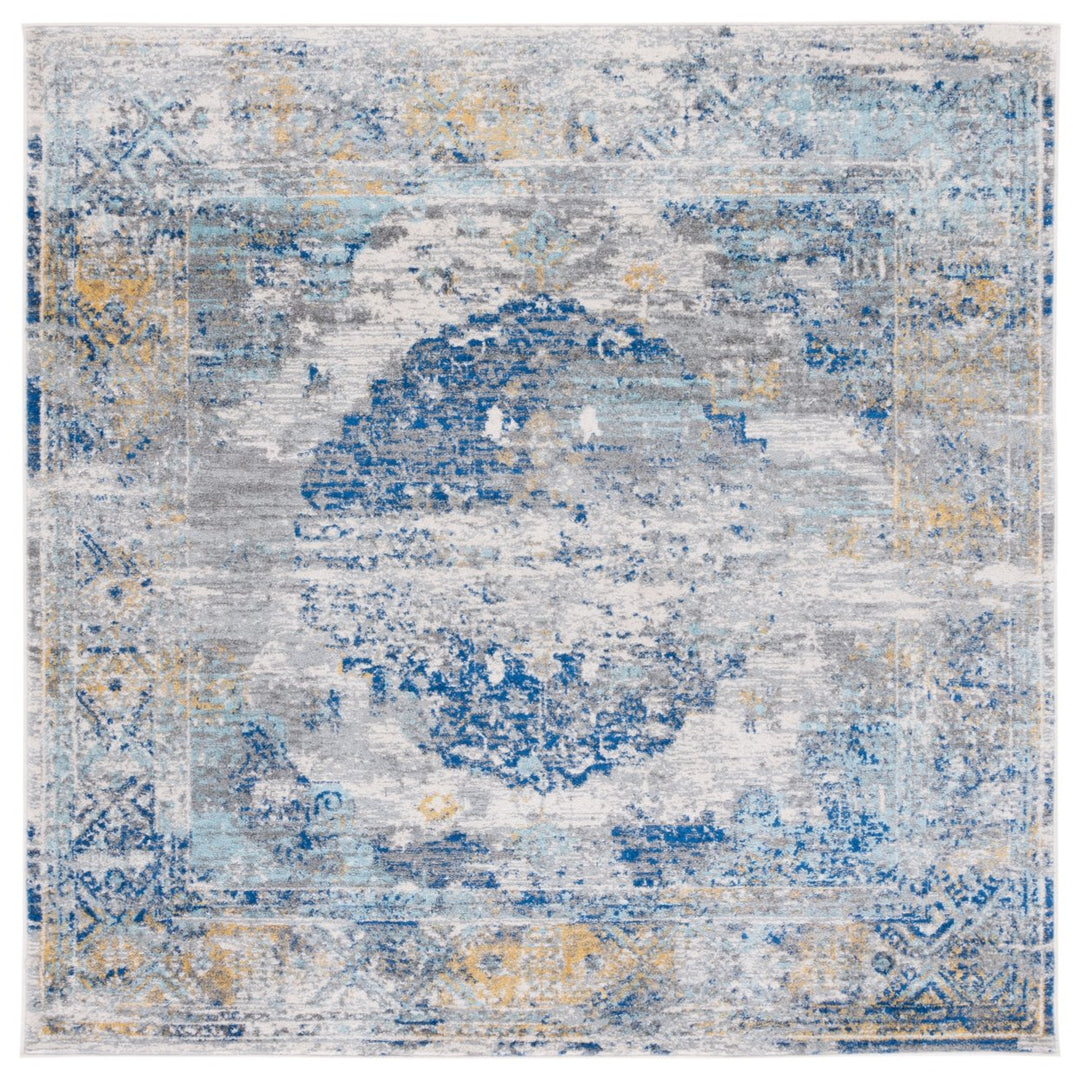 SAFAVIEH Madison Collection MAD158F Light Grey / Blue Rug Image 1