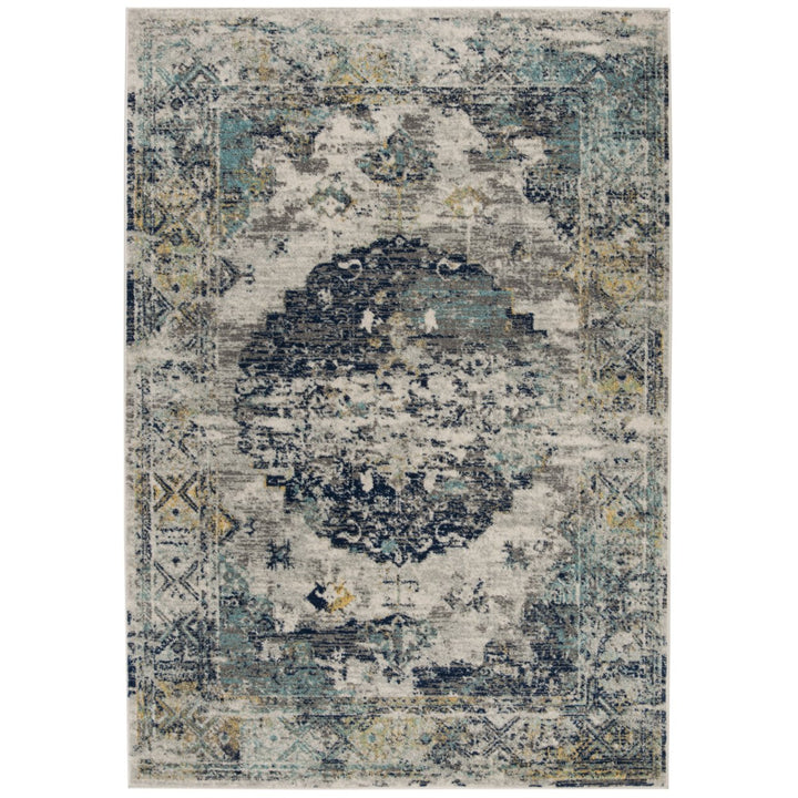 SAFAVIEH Madison Collection MAD158F Light Grey / Blue Rug Image 1