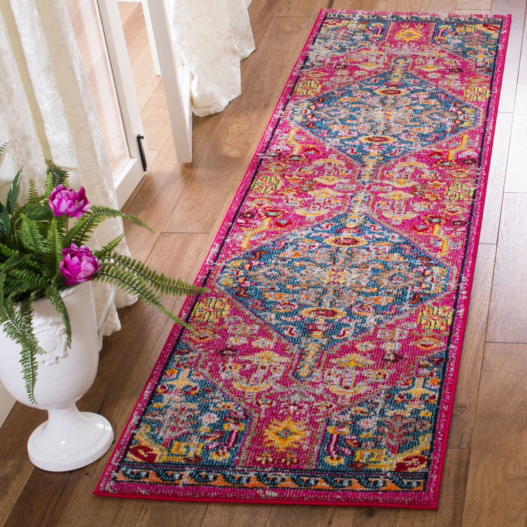 SAFAVIEH Madison Collection MAD301U Pink / Turquoise Rug Image 8