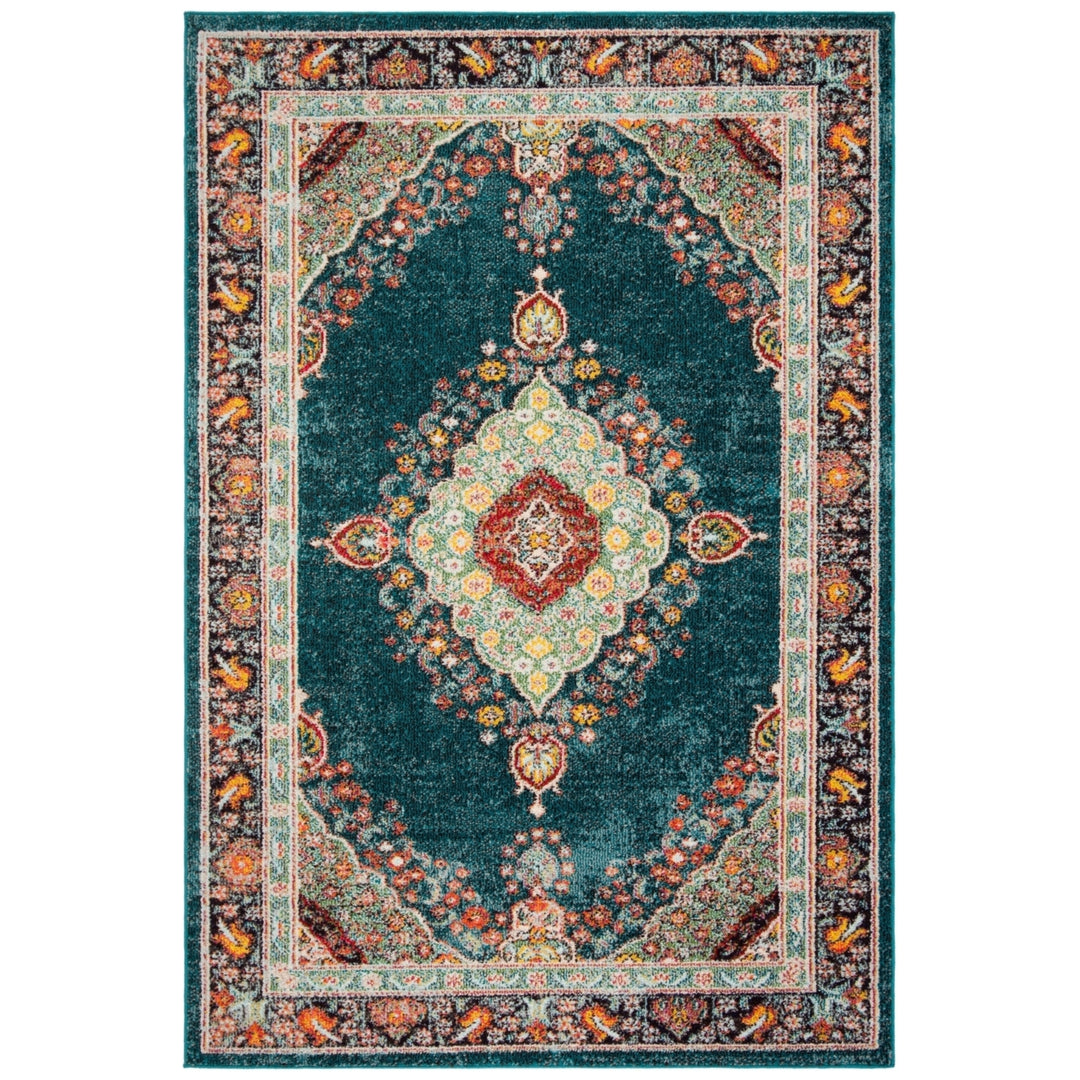 SAFAVIEH Madison Collection MAD252N Navy / Turquoise Rug Image 1