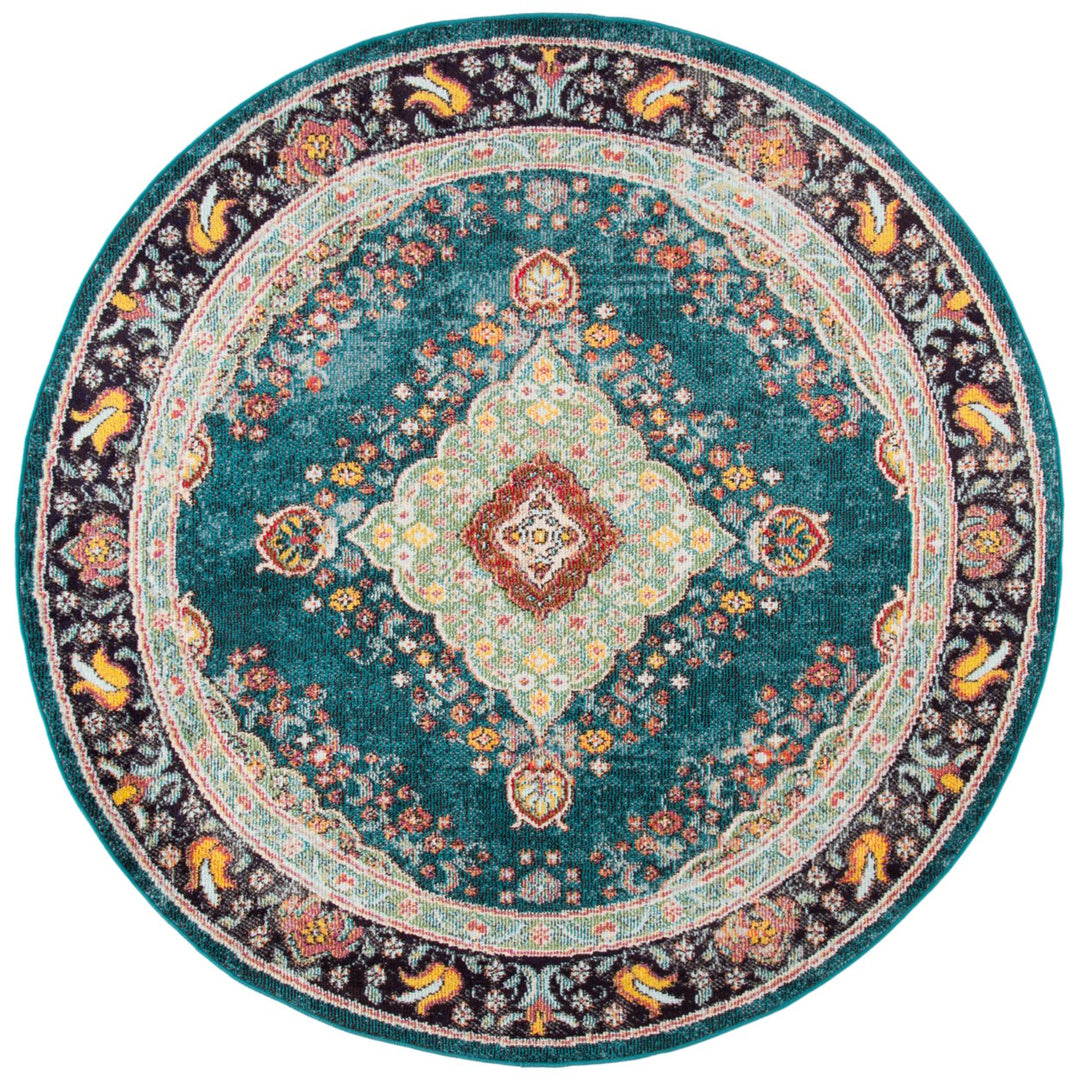 SAFAVIEH Madison Collection MAD252N Navy / Turquoise Rug Image 4