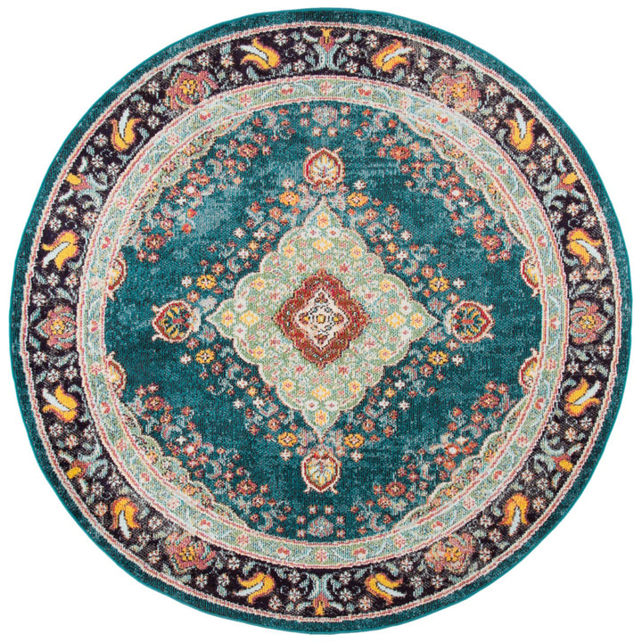 SAFAVIEH Madison Collection MAD252N Navy / Turquoise Rug Image 1