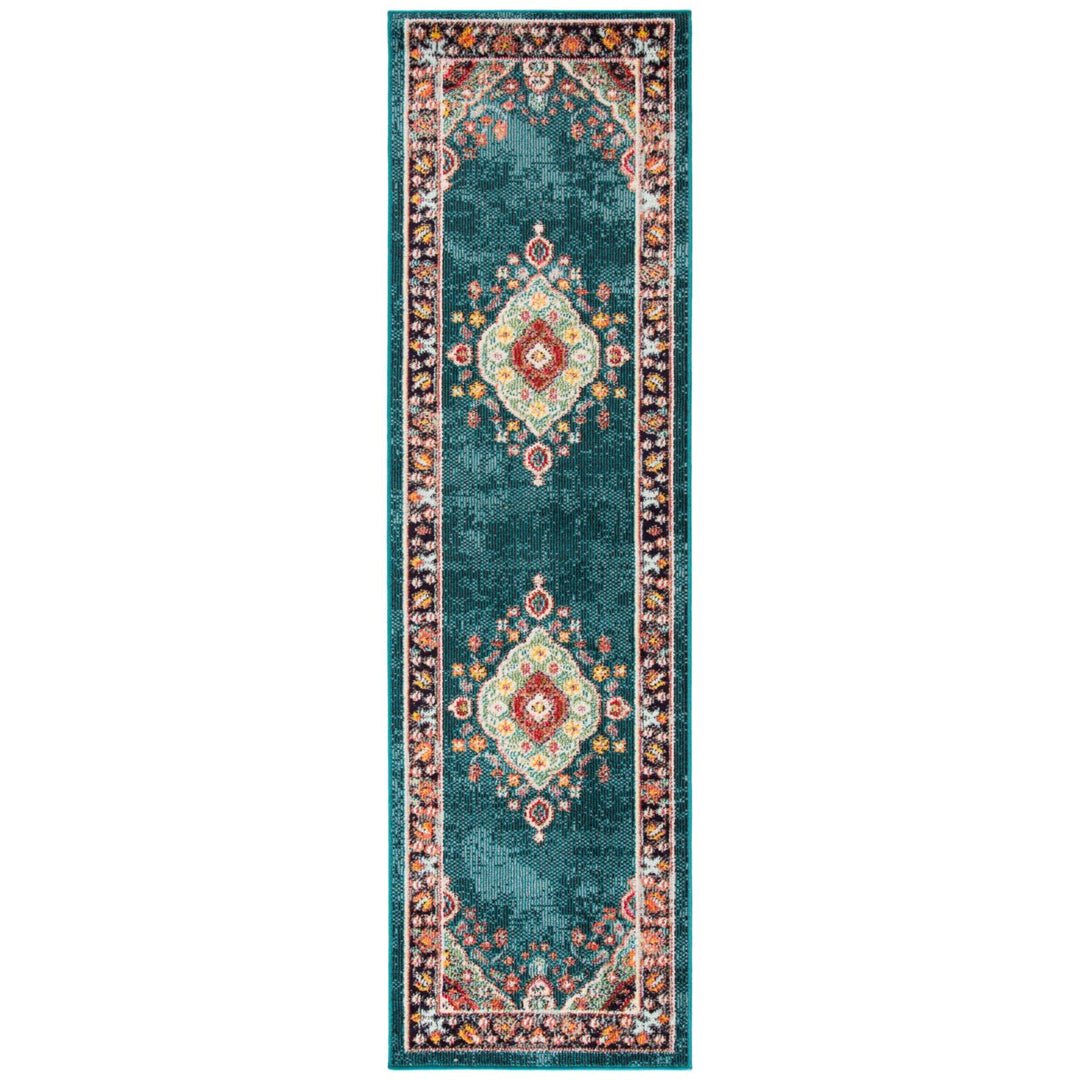 SAFAVIEH Madison Collection MAD252N Navy / Turquoise Rug Image 5