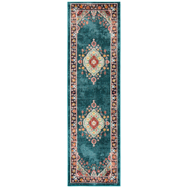 SAFAVIEH Madison Collection MAD252N Navy / Turquoise Rug Image 5