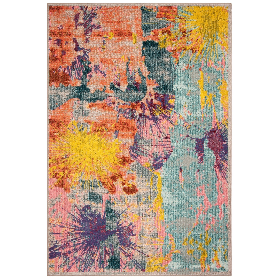 SAFAVIEH Madison Collection MAD261M Blue / Orange Rug Image 1