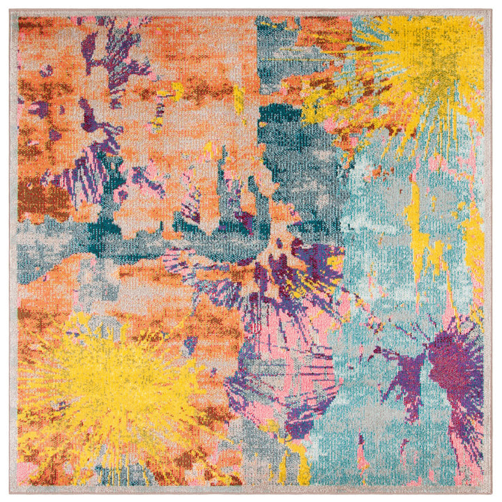 SAFAVIEH Madison Collection MAD261M Blue / Orange Rug Image 6