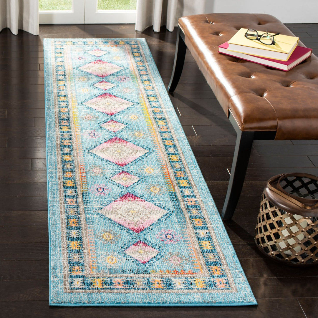 SAFAVIEH Madison Collection MAD305M Lt Blue / Fuchsia Rug Image 3