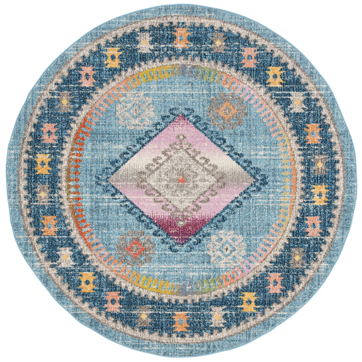 SAFAVIEH Madison Collection MAD305M Lt Blue / Fuchsia Rug Image 4