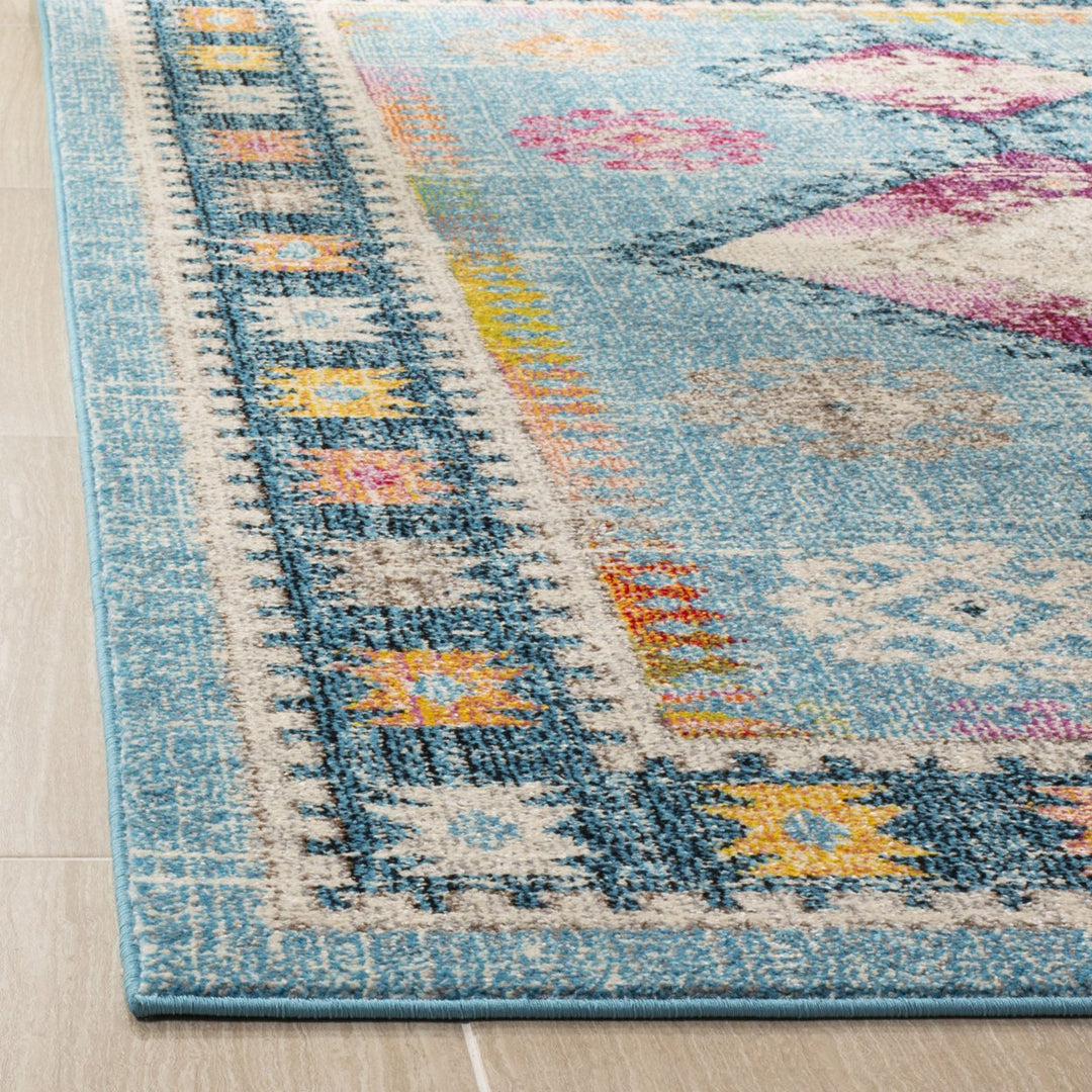 SAFAVIEH Madison Collection MAD305M Lt Blue / Fuchsia Rug Image 7