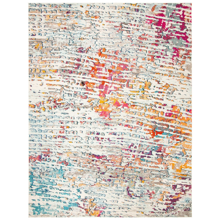 SAFAVIEH Madison Collection MAD454B Light Blue/Orange Rug Image 1