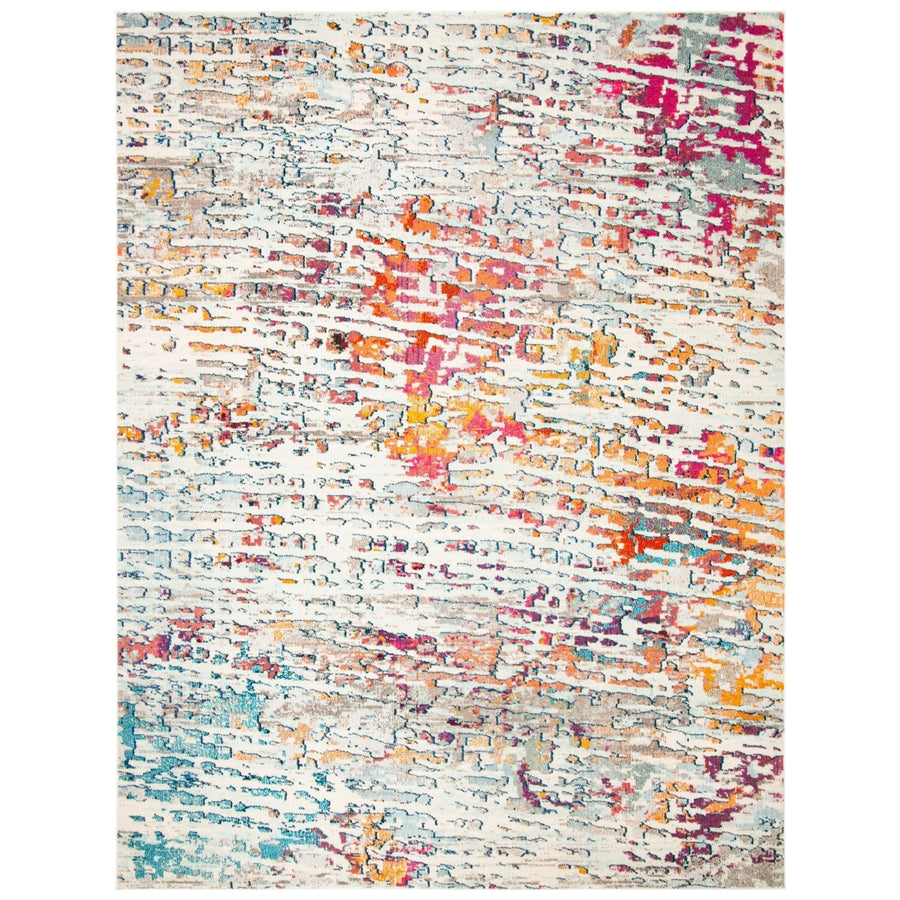 SAFAVIEH Madison Collection MAD454B Light Blue/Orange Rug Image 1