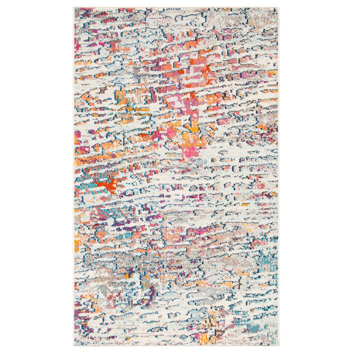 SAFAVIEH Madison Collection MAD454B Light Blue/Orange Rug Image 1