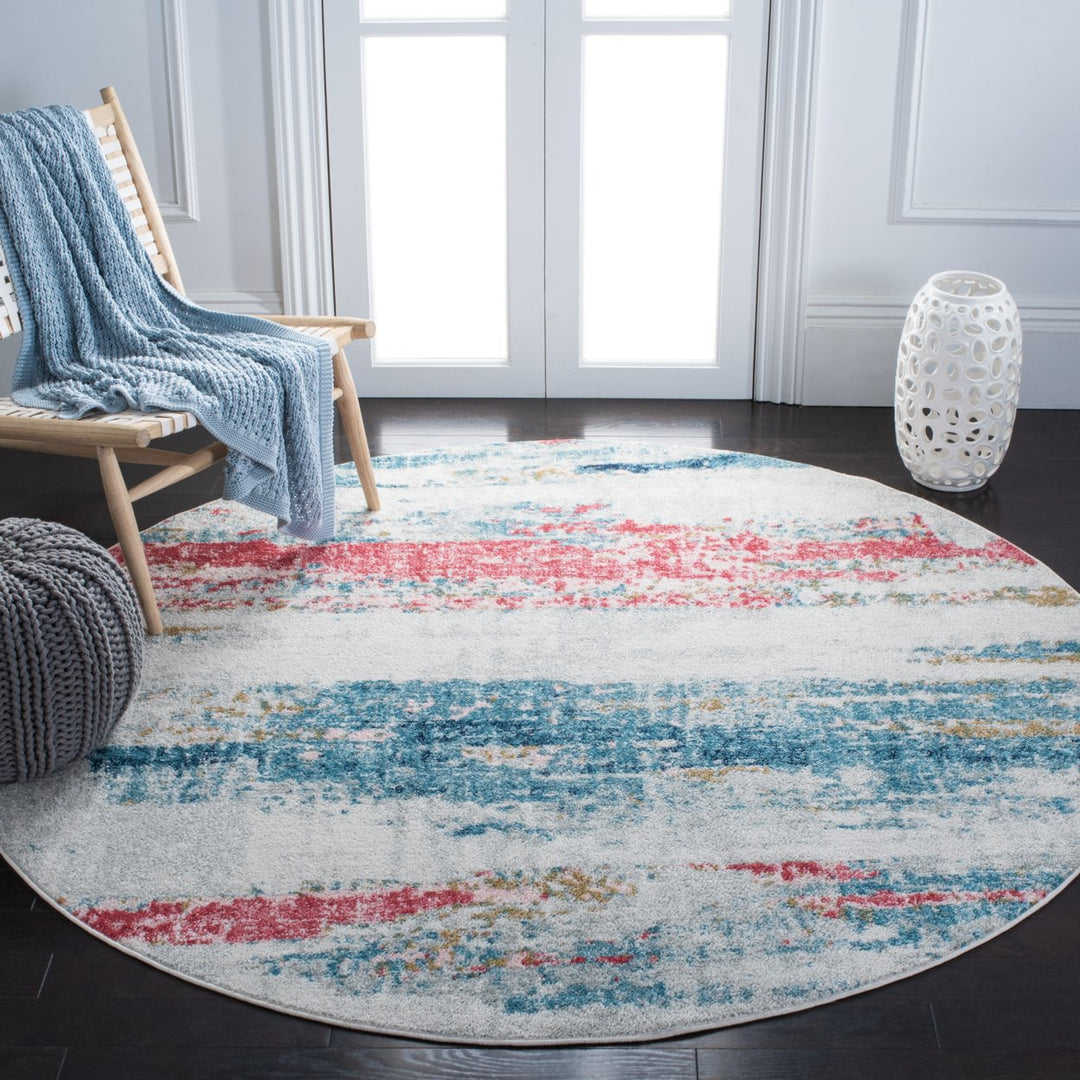 SAFAVIEH Madison Collection MAD640A Ivory / Blue Rug Image 2