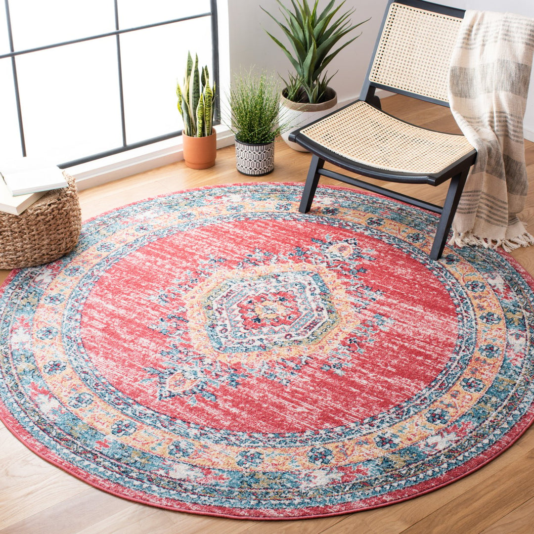 SAFAVIEH Madison MAD658P Orange / Light Blue Rug Image 2