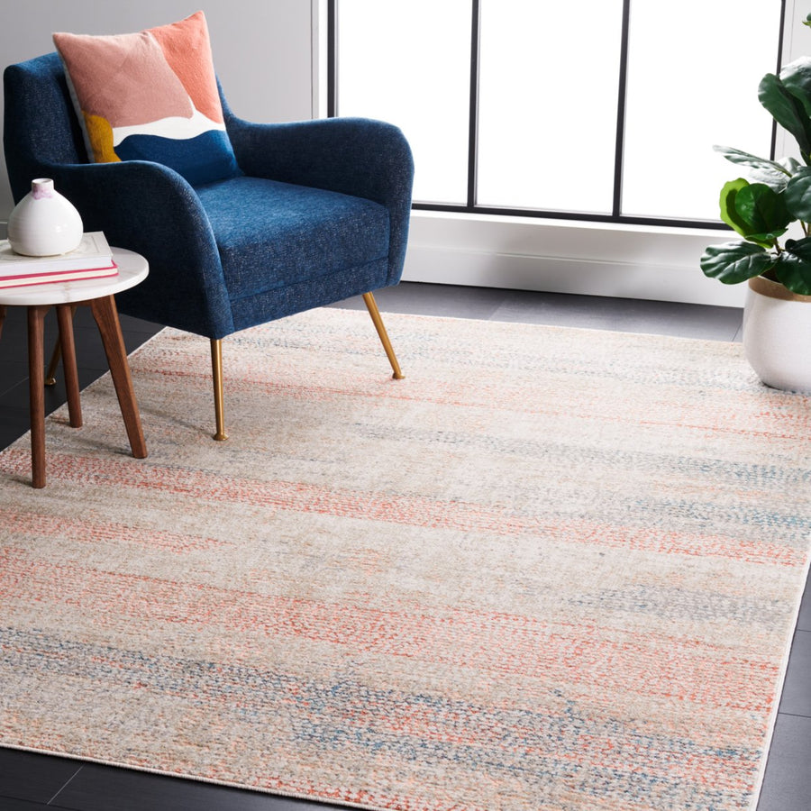 SAFAVIEH Madison Collection MAD812M Ivory / Blue Rust Rug Image 1