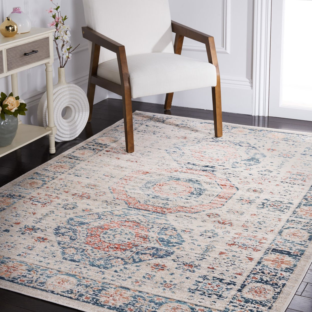 SAFAVIEH Madison Collection MAD821M Beige / Blue Rug Image 1