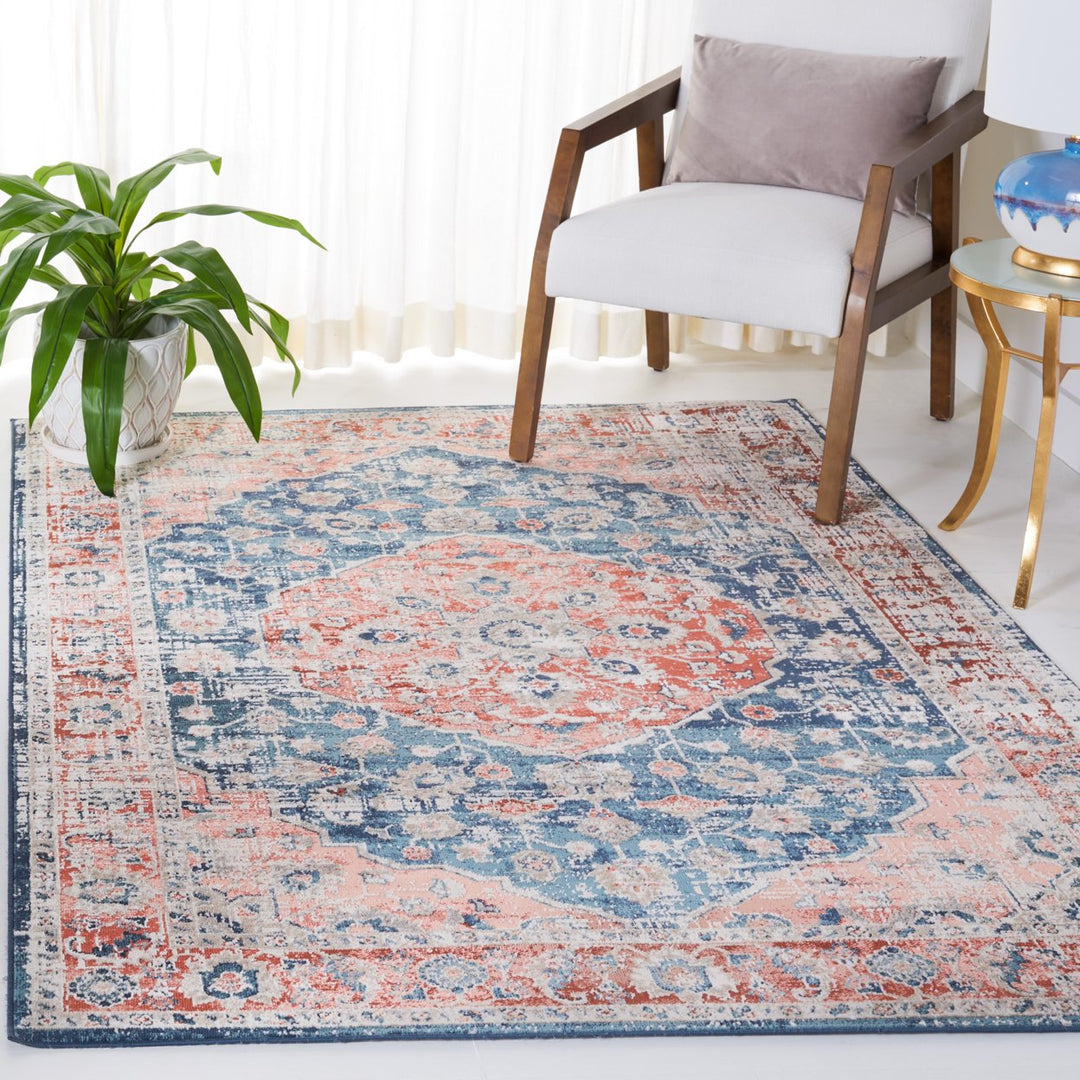 SAFAVIEH Madison Collection MAD836N Navy / Rust Rug Image 1