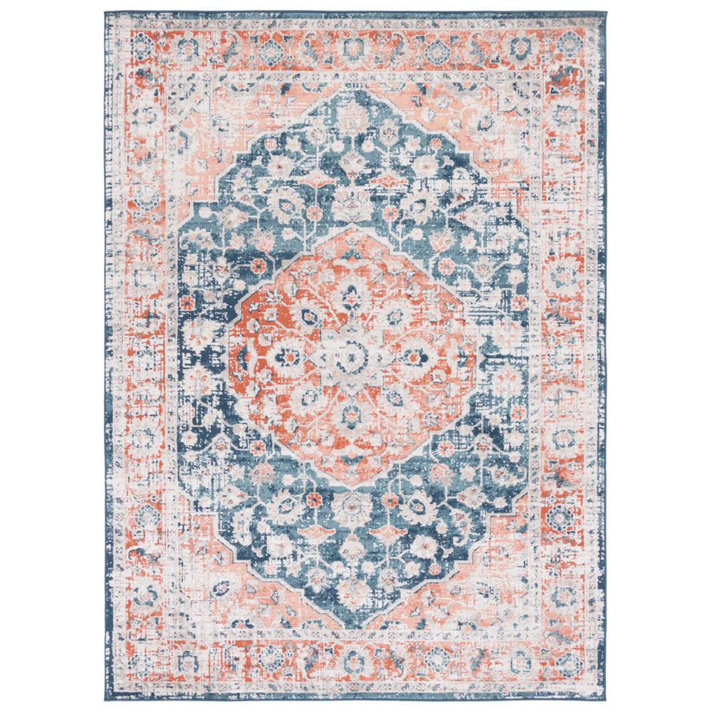 SAFAVIEH Madison Collection MAD836N Navy / Rust Rug Image 2