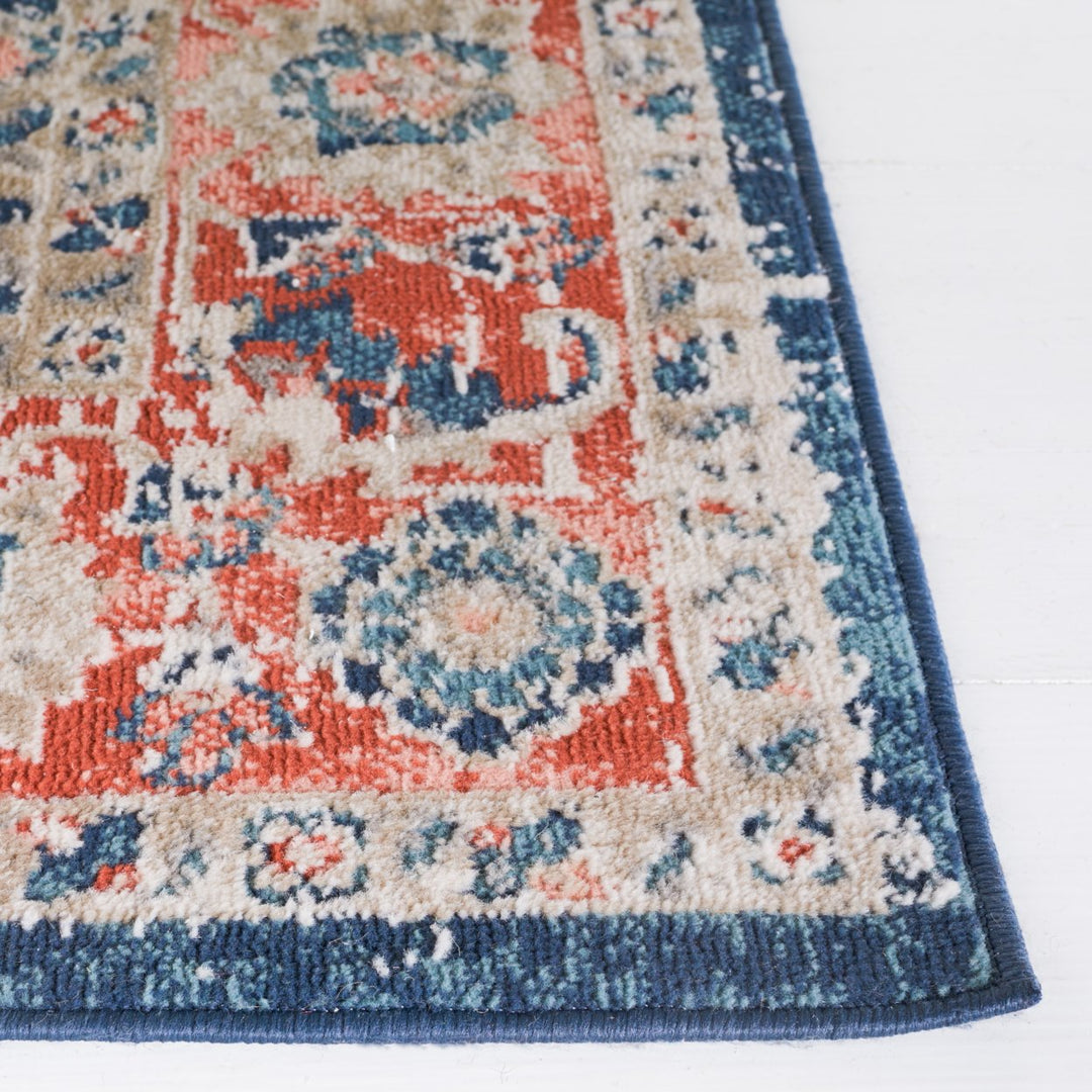 SAFAVIEH Madison Collection MAD836N Navy / Rust Rug Image 3