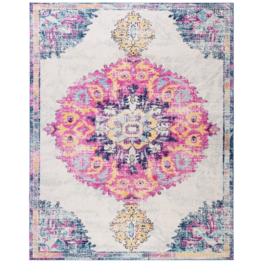 SAFAVIEH Madison Collection MAD913A Ivory / Fuchsia Rug Image 1