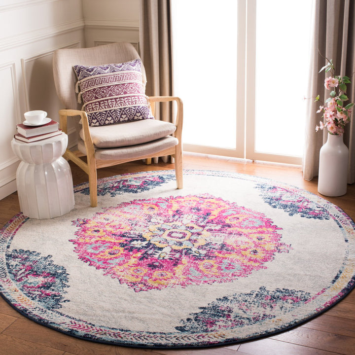 SAFAVIEH Madison Collection MAD913A Ivory / Fuchsia Rug Image 2