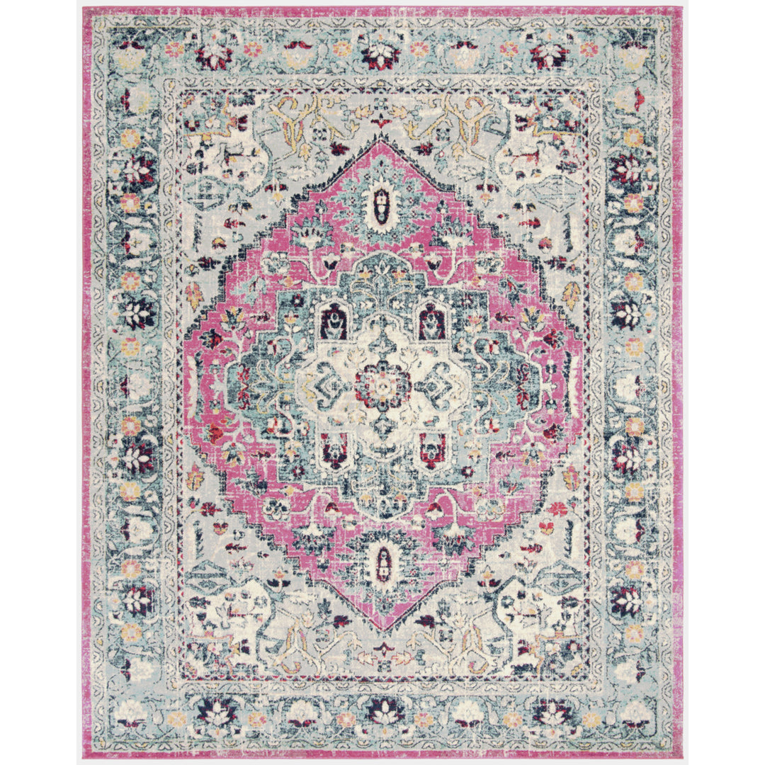 SAFAVIEH Madison Collection MAD930R Fuchsia / Aqua Rug Image 1