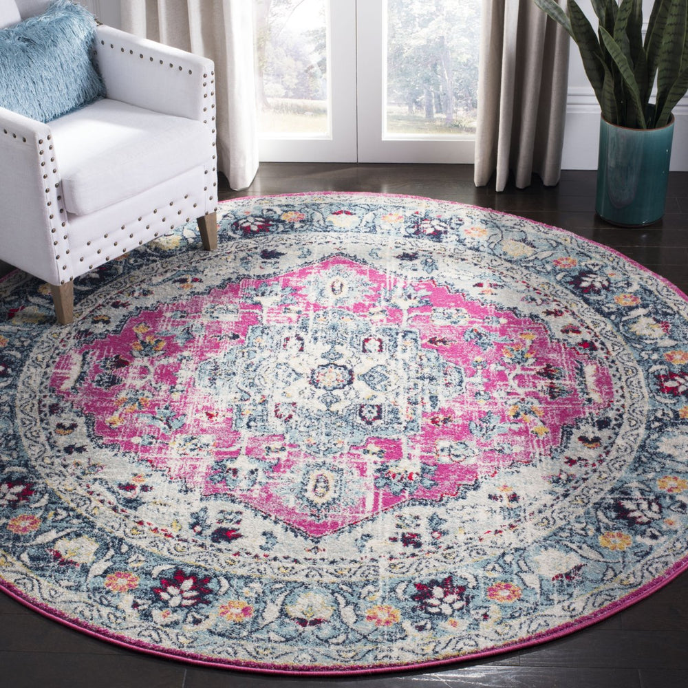 SAFAVIEH Madison Collection MAD930R Fuchsia / Aqua Rug Image 2