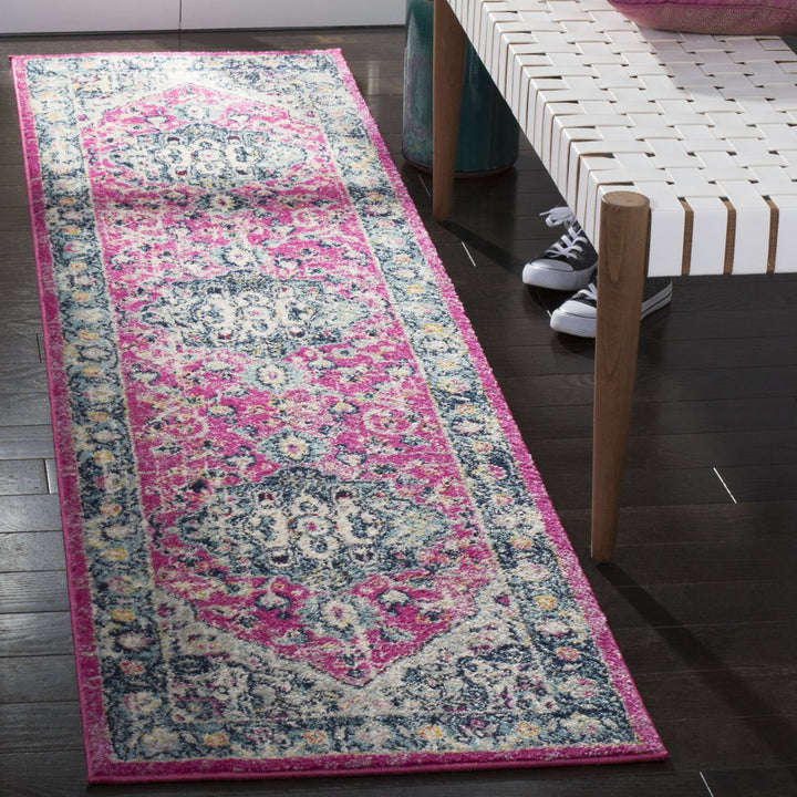 SAFAVIEH Madison Collection MAD930R Fuchsia / Aqua Rug Image 3