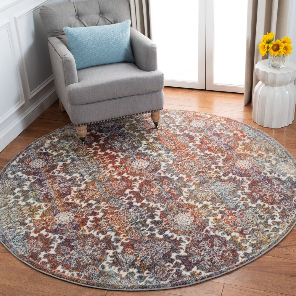 SAFAVIEH Madison Collection MAD945R Light Grey / Rust Rug Image 2