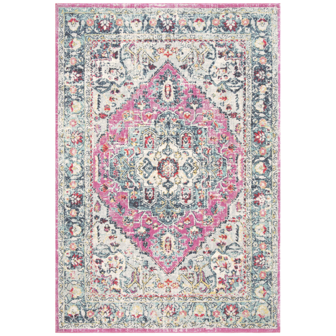 SAFAVIEH Madison Collection MAD930R Fuchsia / Aqua Rug Image 9