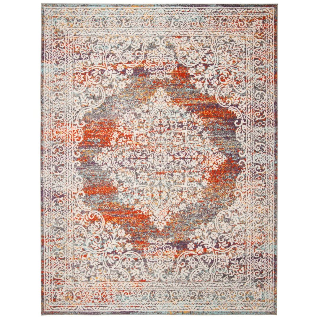 SAFAVIEH Madison Collection MAD947R Light Grey / Rust Rug Image 1