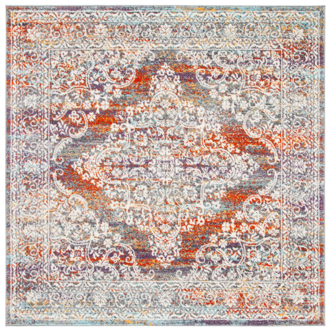 SAFAVIEH Madison Collection MAD947R Light Grey / Rust Rug Image 5