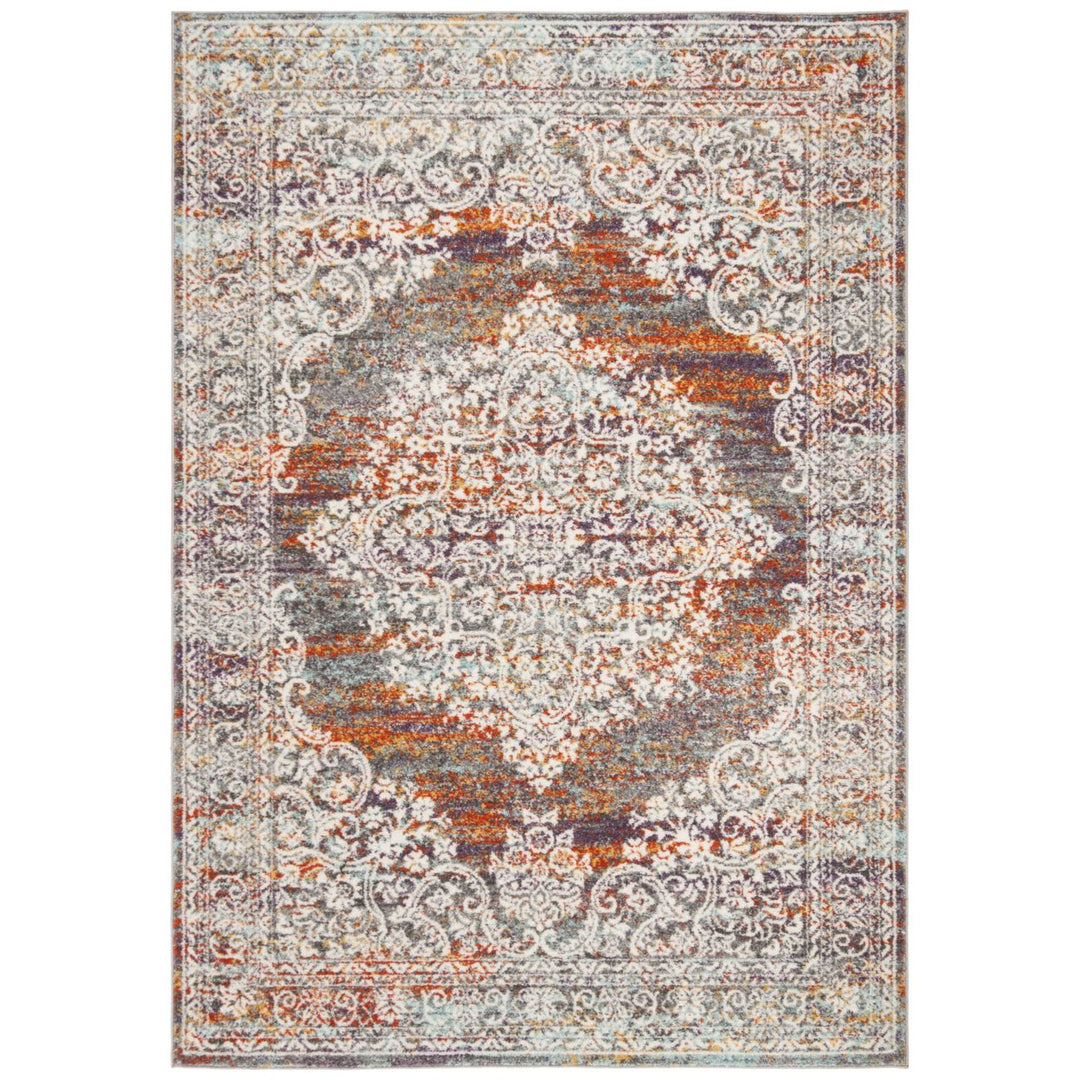 SAFAVIEH Madison Collection MAD947R Light Grey / Rust Rug Image 7