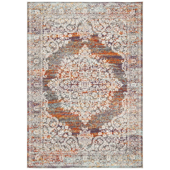 SAFAVIEH Madison Collection MAD947R Light Grey / Rust Rug Image 7