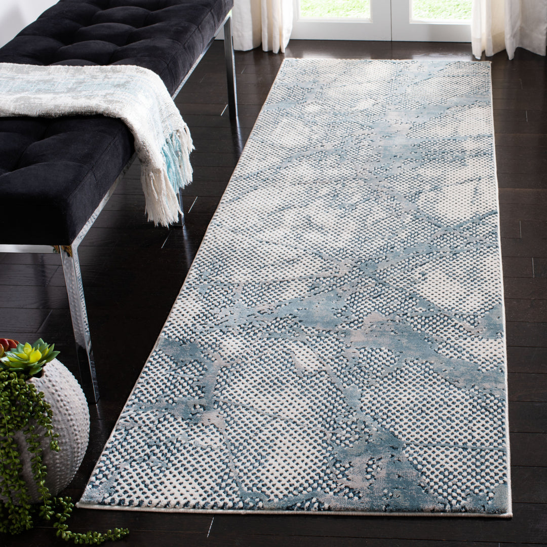 SAFAVIEH Meadow Collection MDW180K Turquoise / Ivory Rug Image 3