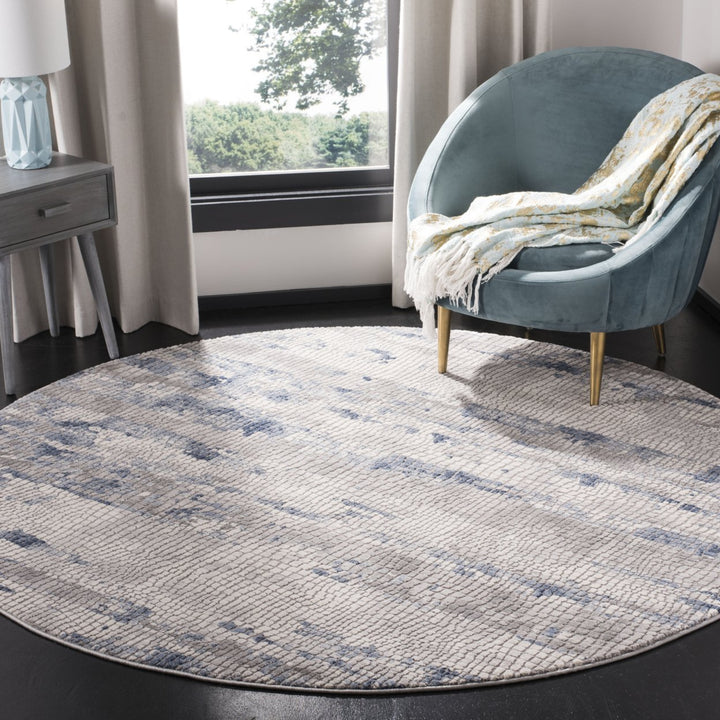 SAFAVIEH Meadow Collection MDW182F Grey / Navy Rug Image 2