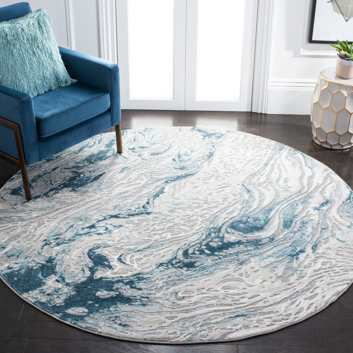 SAFAVIEH Meadow Collection MDW568F Grey / Blue Rug Image 2